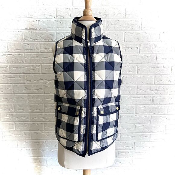 J.Crew Checkered Gingham Puffer Vest Size XS - Picture 2 of 4